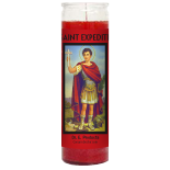 Saint Expedite Candle - Setting of Lights - Click Image to Close