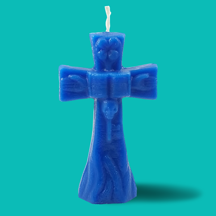 Blue Cross Hoodoo Rootwork Candle - Click Image to Close